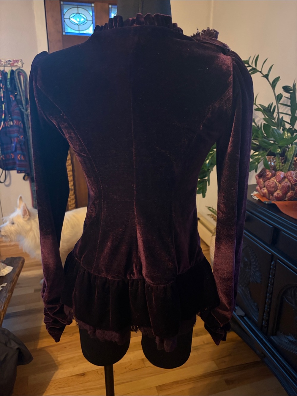 ModCloth Ryu Women’s Velvet Ruffle Jacket - Deep Purple - Picture 2 of 3